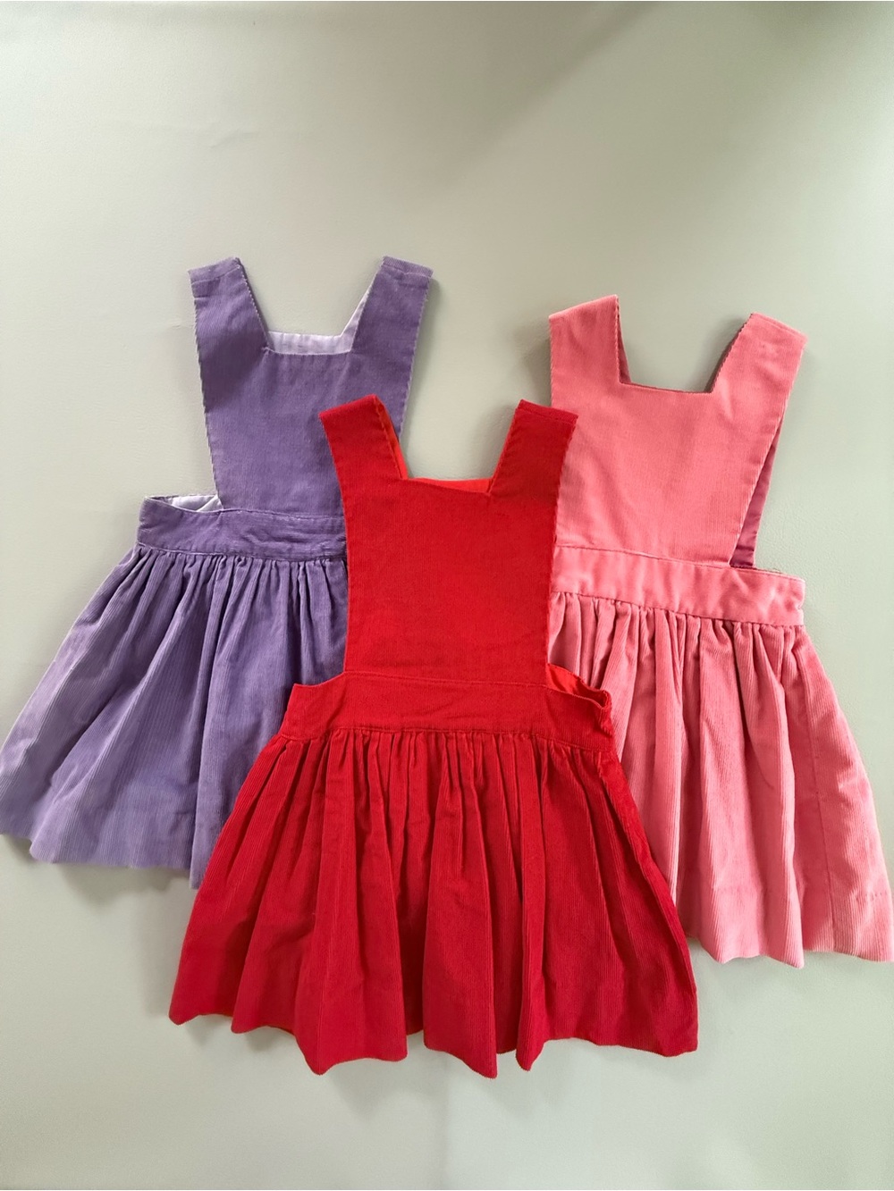 Girls Corduroy Pinafore Dresses Set of 3 - Red, Pink, Purple No Size Mini Boden